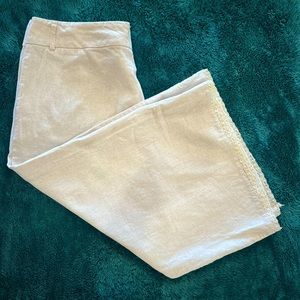 Fresh + Wear Linen Blend Pant Wide Leg Crop With Lace Hems